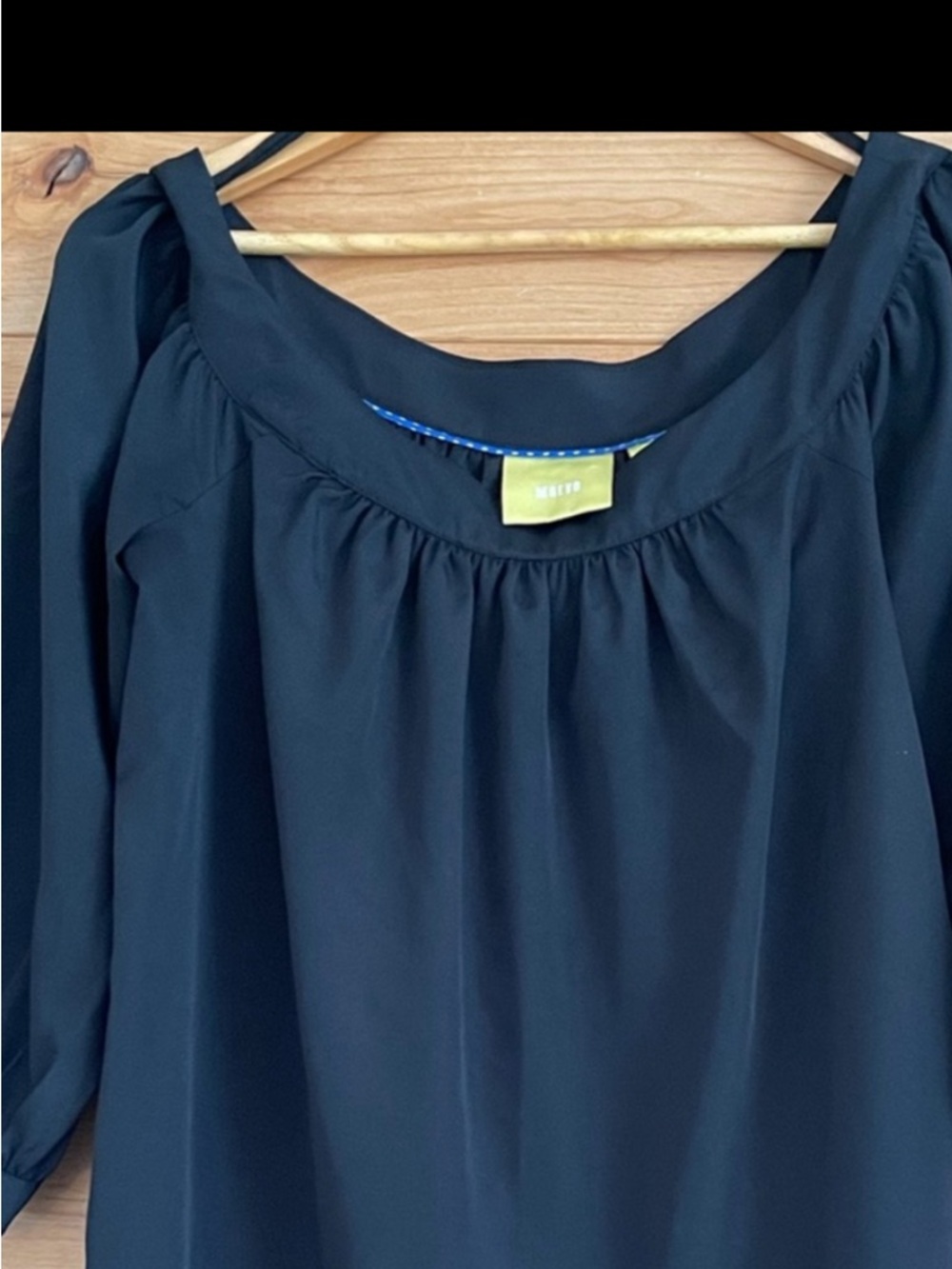 Maeve Anthropologie Black Scoop Neck Blouse